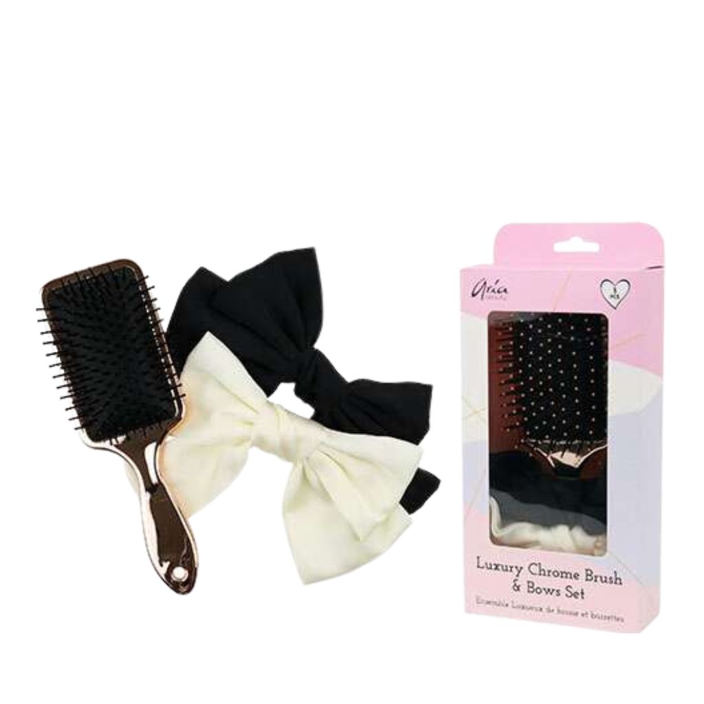 Aria Beauty Luxury  Chrome Brush & Bows Set - Zennkai