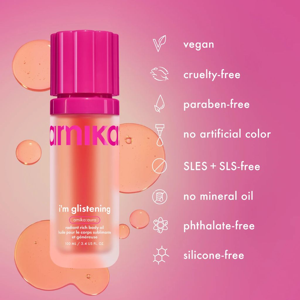 Amika I'm Glistening Radiant Rich Body Oil Vegan, Clean Formula - Zennkai