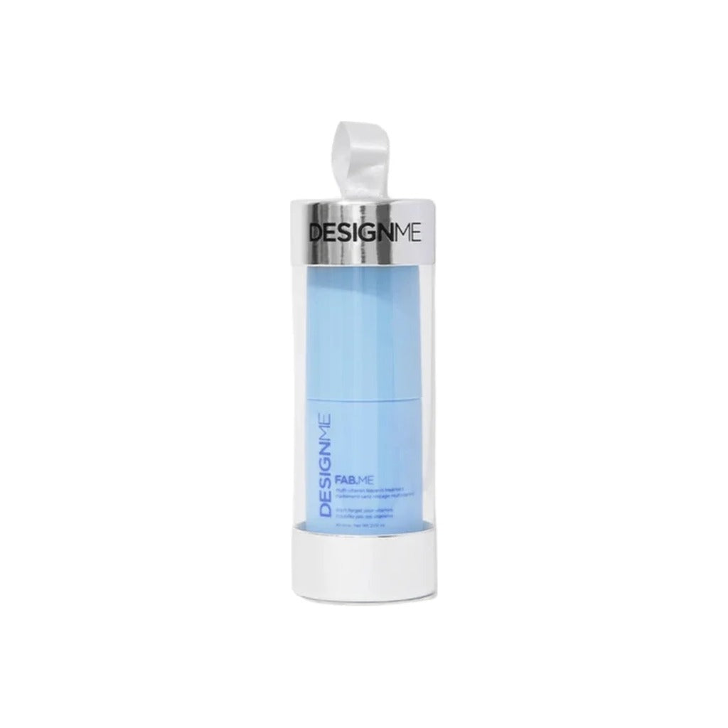 DESIGNME Fab.Me Multi-Vitamin Leave-In Treatment in a clear hanging holiday ornament tube