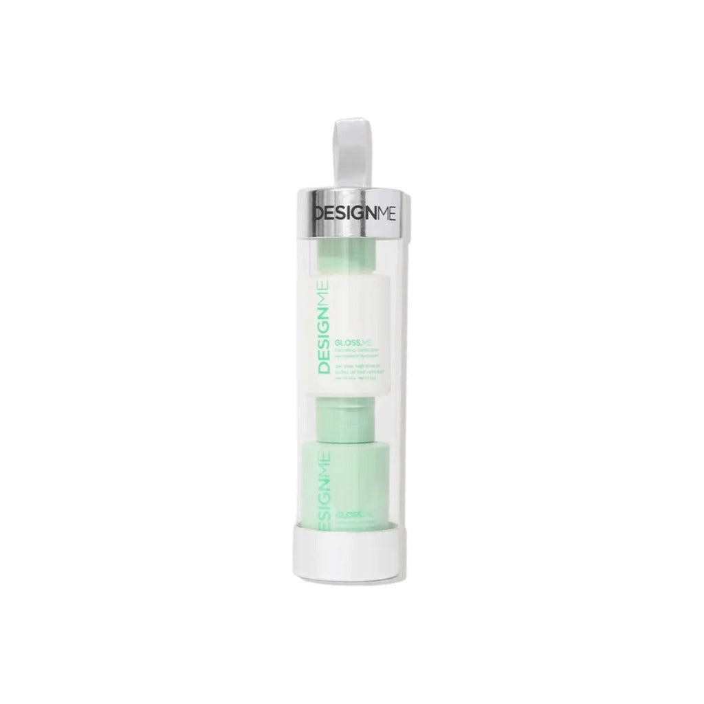 DESIGNME Gloss.Me travel shampoo and conditioner in a clear hanging holiday ornament tube
