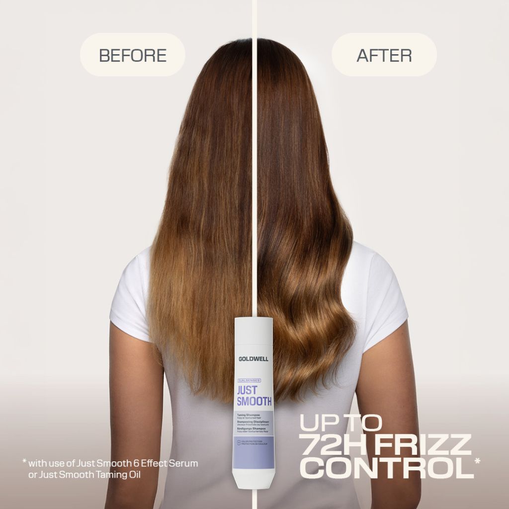 Goldwell Dualsenses Just Smooth Taming Shampoo 300ml Before and After Long Hair - Zennkai