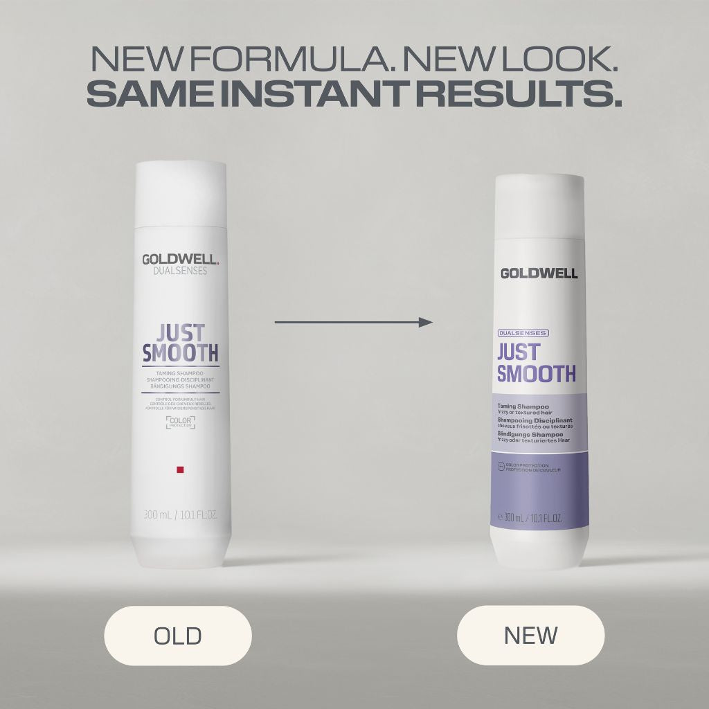 Goldwell Dualsenses Just Smooth Taming Shampoo 300ml Old vs New Packaging - Zennkai