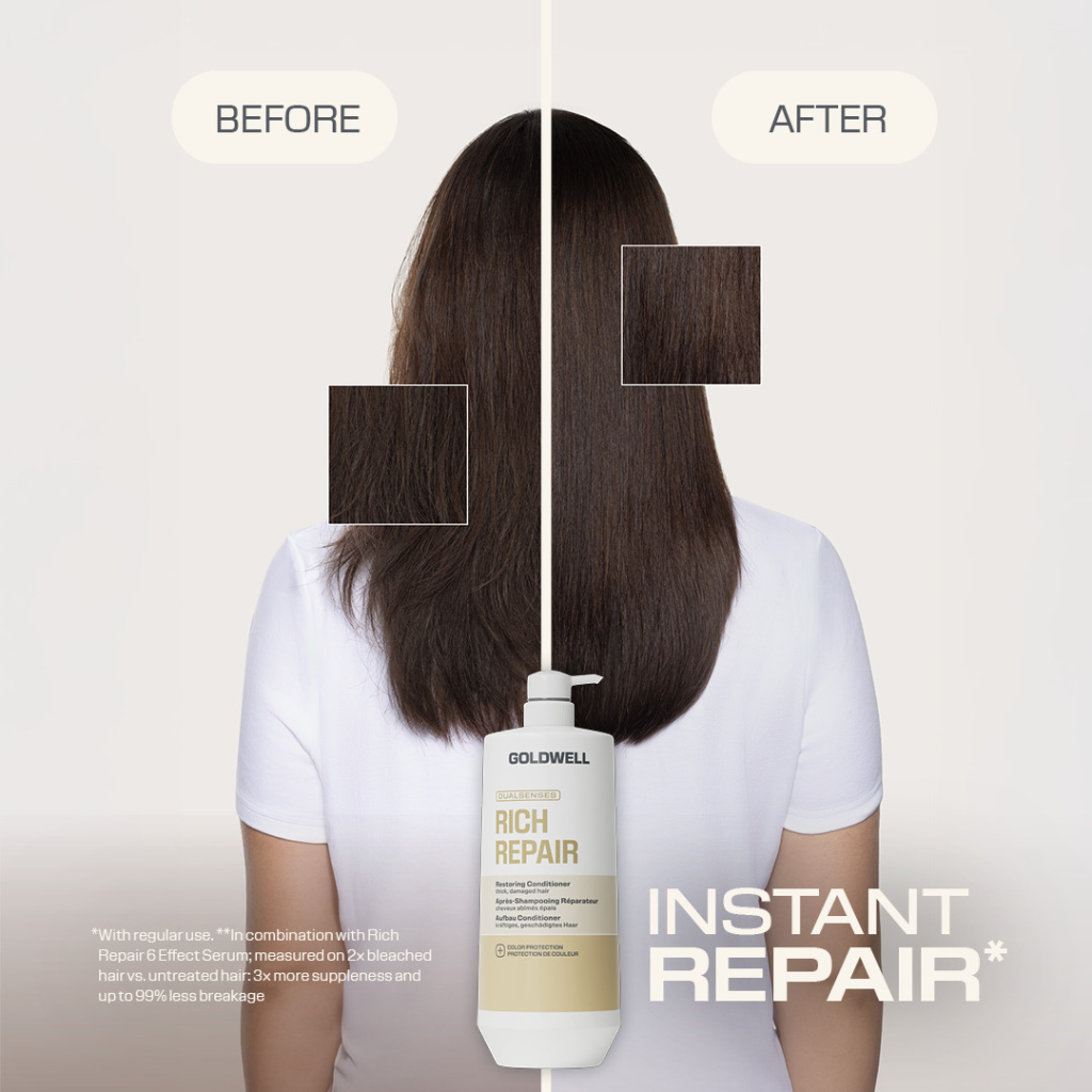 Goldwell Rich Repair Restoring Conditioner 1L Before and After - Zennkai