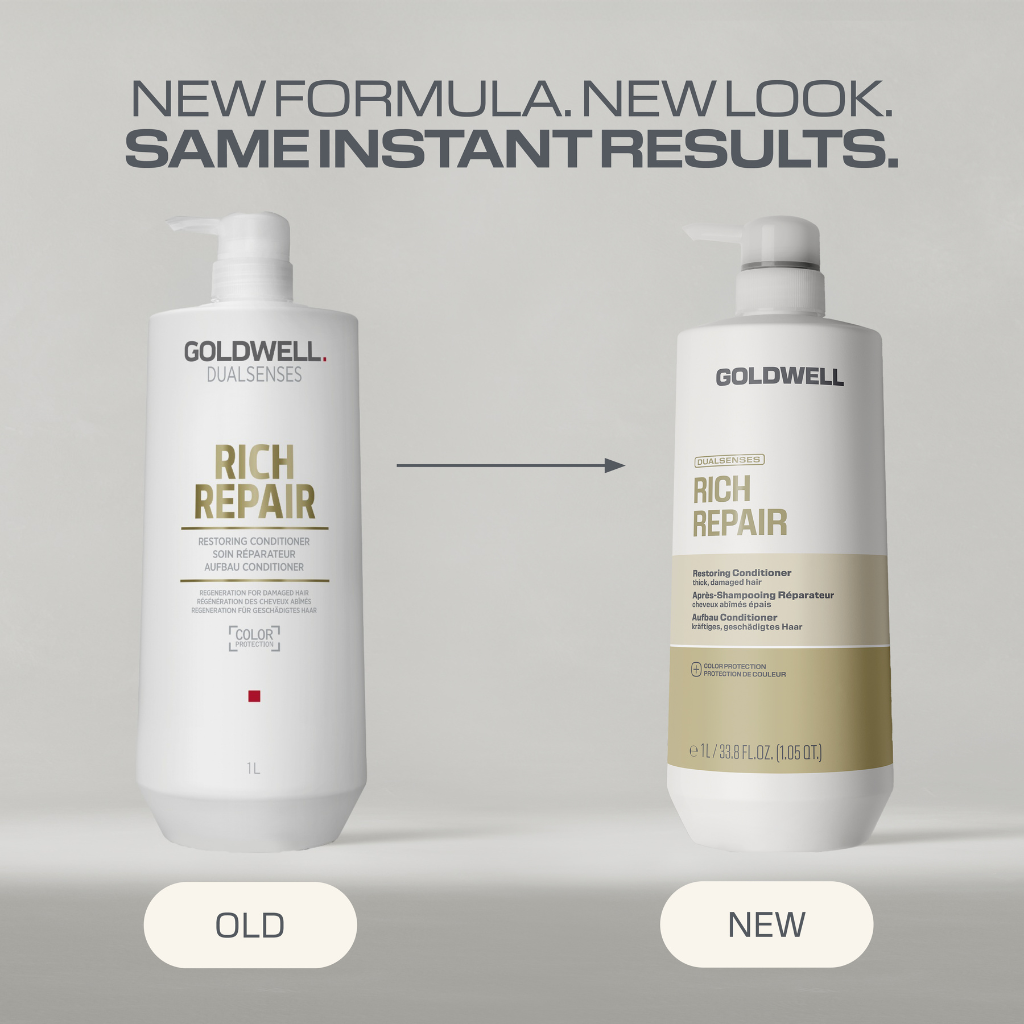 Goldwell Rich Repair Restoring Conditioner 1L Old vs New Packaging - Zennkai