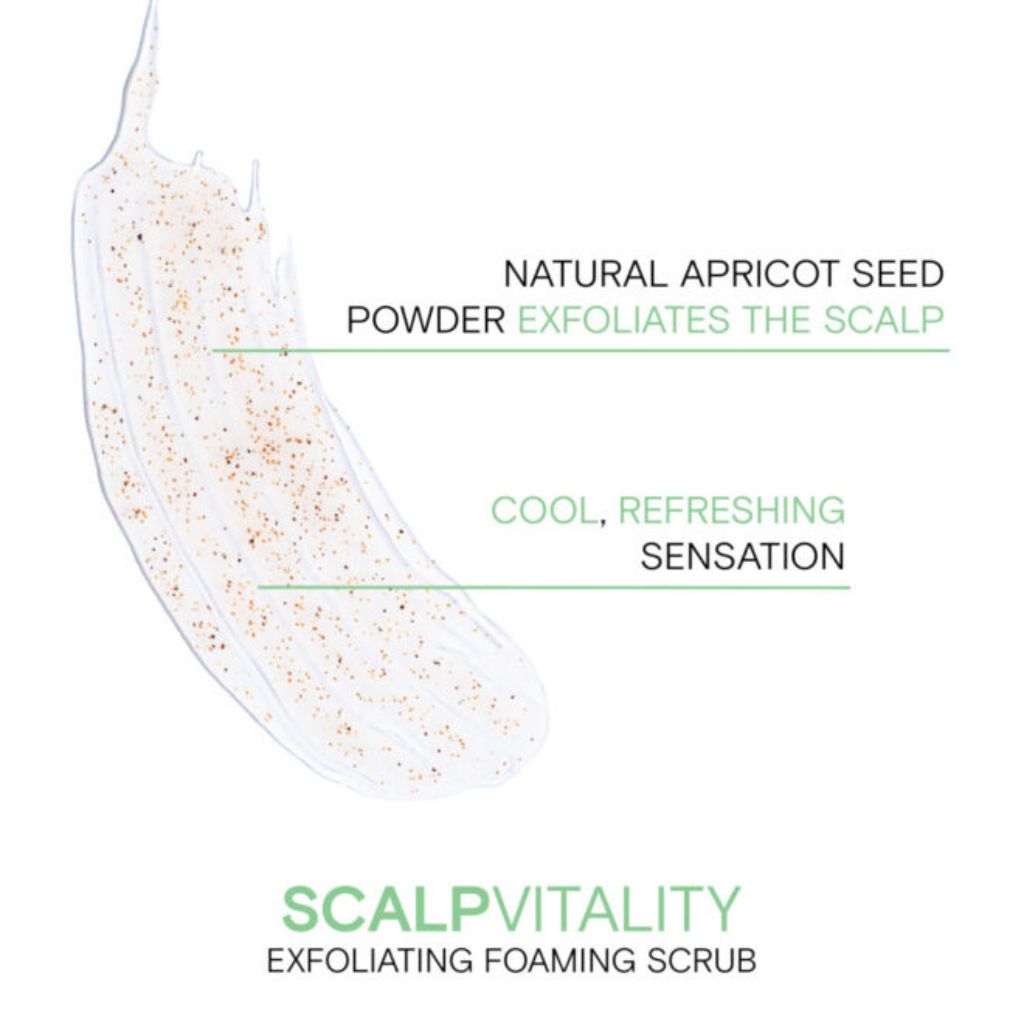 Joico Scalp Vitality Scrub key ingredients: natural apricot seed powder, stinging nettle extract, rosehip oil