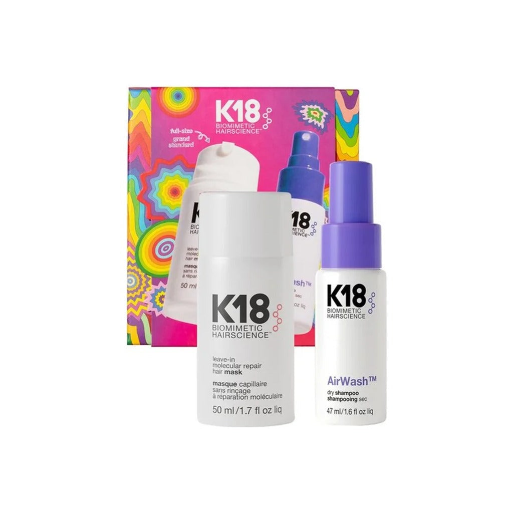 K18 So Strong and Clean Holiday Set with Leave-In Molecular Repair Hair Mask and AirWash Dry Shampoo