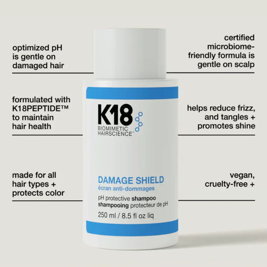 K18 blonde hair routine: Damage Shield Shampoo, TripleBright toning, and Molecular Repair Mask in 4 minutes