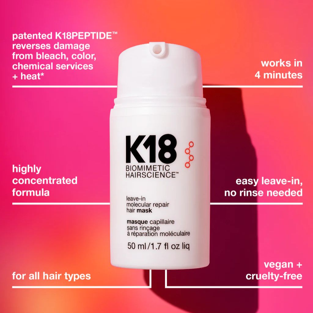 K18 blonde hair routine: Damage Shield Shampoo, TripleBright toning, and Molecular Repair Mask in 4 minutes