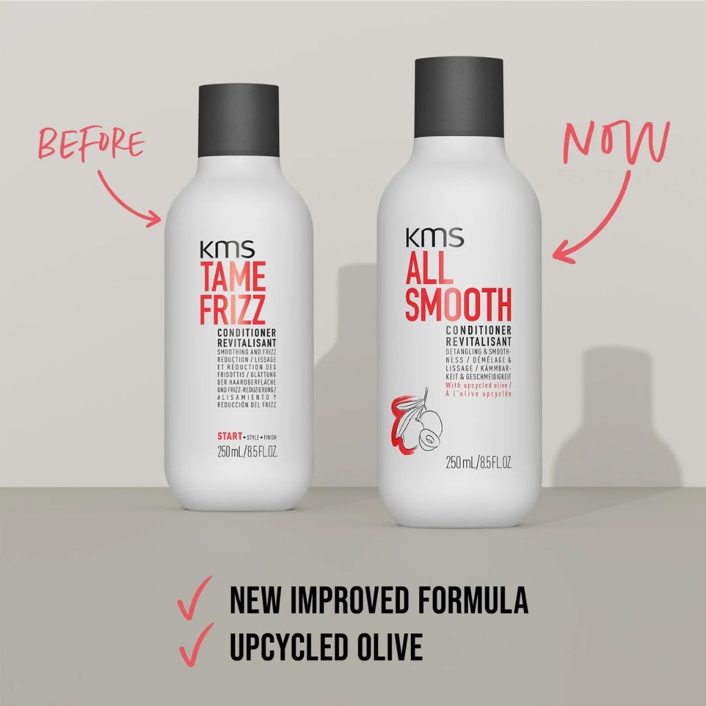KMS All Smooth Conditioner 750ml for Frizzy Hair Old vs New Packaging - Zennkai