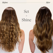 L'ANZA KHO Lustrous Finishing Spray delivering shine on styled hair Before and After Zennkai