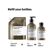 How to refill L'Oréal Absolut Repair Molecular Shampoo — pour 500ml pouch into existing pump bottle