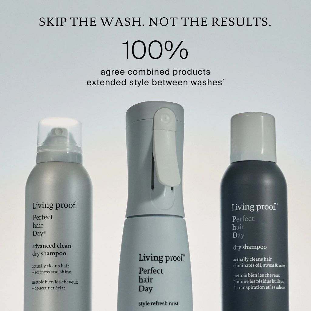 Living Proof Perfect hair Day collection — style refresh mist, dry shampoo, and 5-in-1 styling treatment