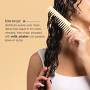 How to use milk_shake Curl Passion Conditioner — apply to damp lengths and ends, leave 2–3 minutes, rinse