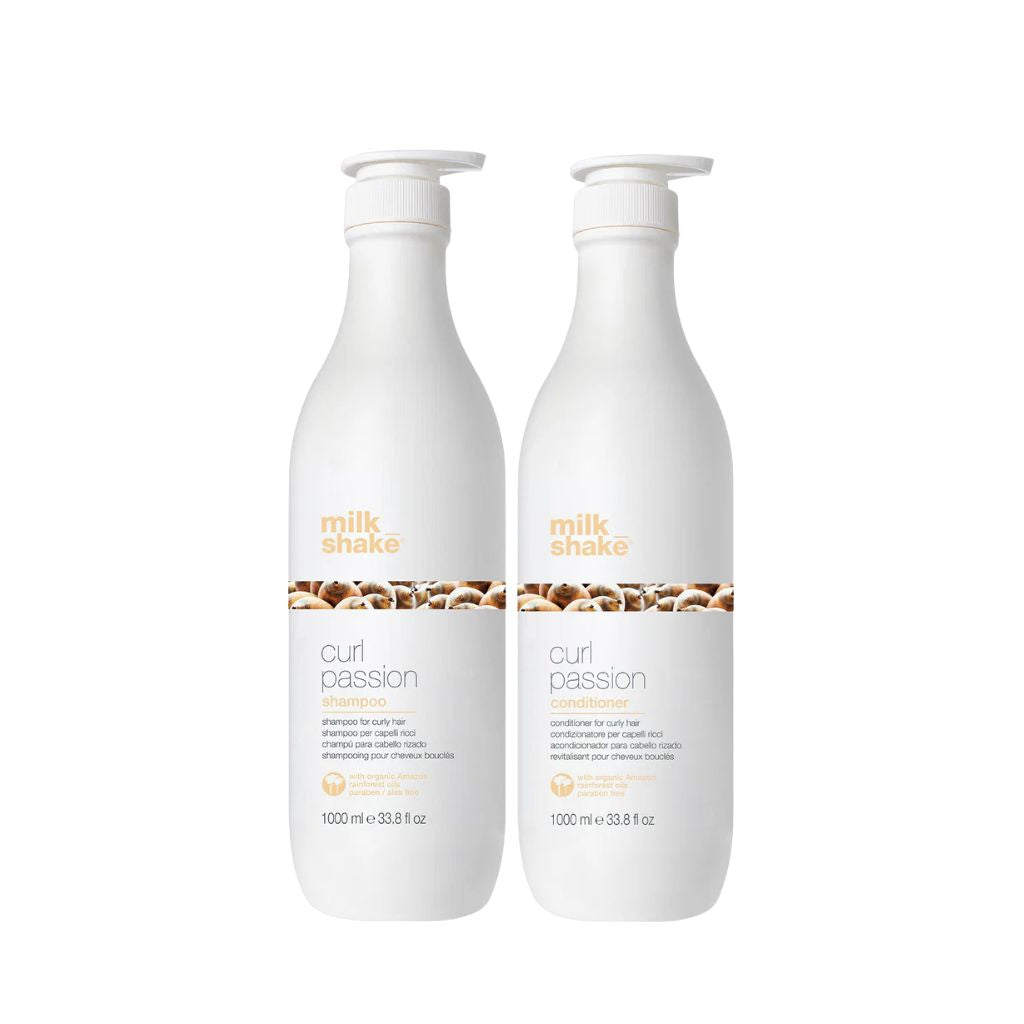 milk_shake Curl Passion Shampoo and Conditioner 1 litre duo bundle on white background