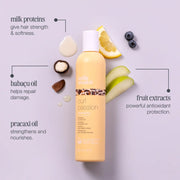 milk_shake Curl Passion Shampoo key ingredients: organic pracaxi oil, babassu oil, quinoa proteins, milk proteins