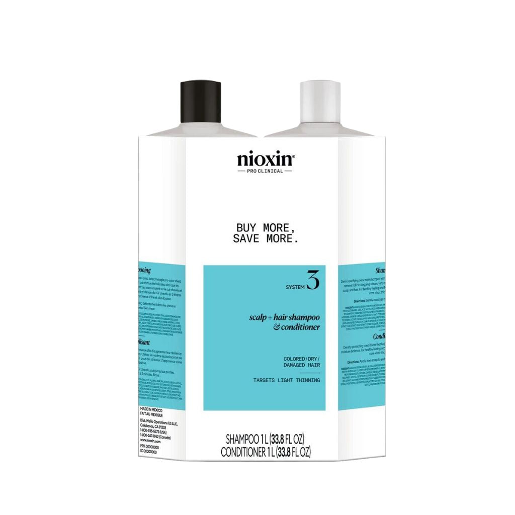 Nioxin System 3 1 litre professional colour-treated thinning hair cleanser conditioner Canada