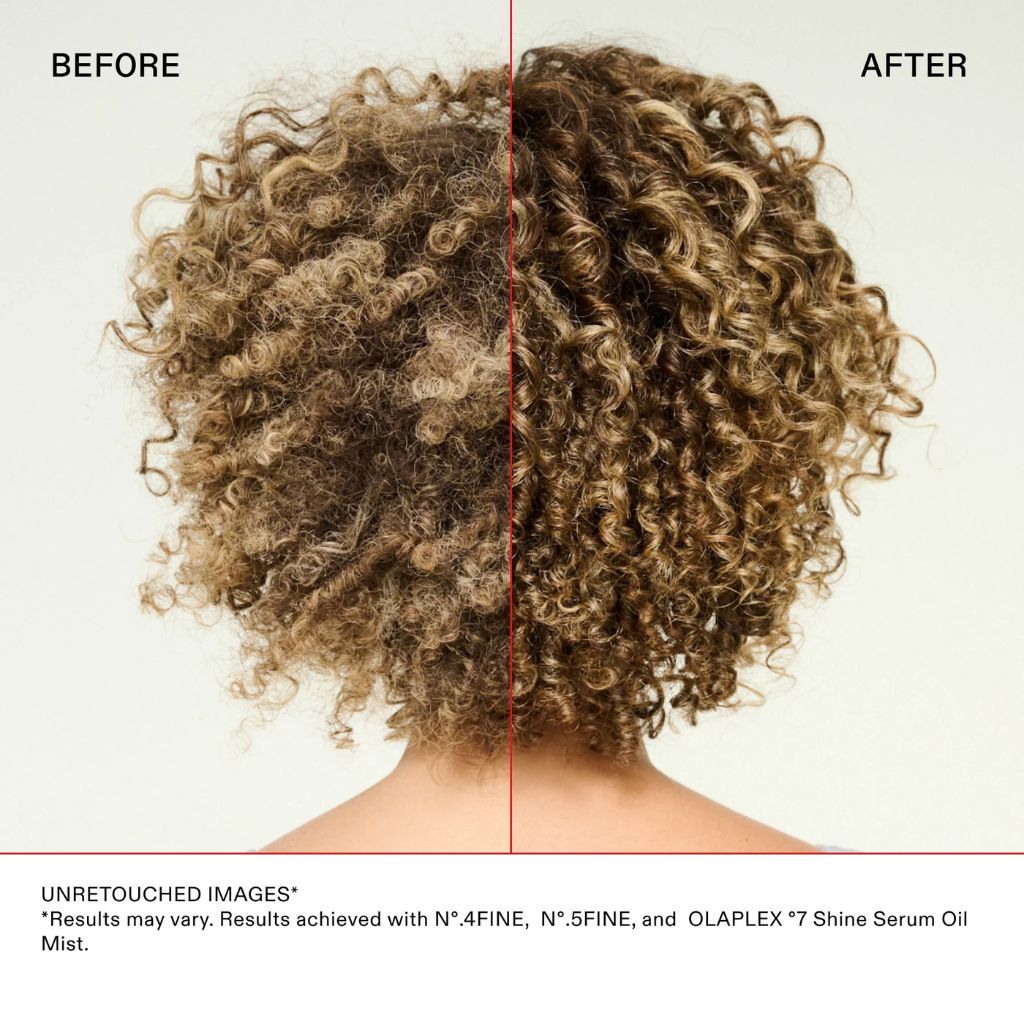 Olaplex No.7 Shine Serum Oil Mist Before and After Curly Hair - Zennkai