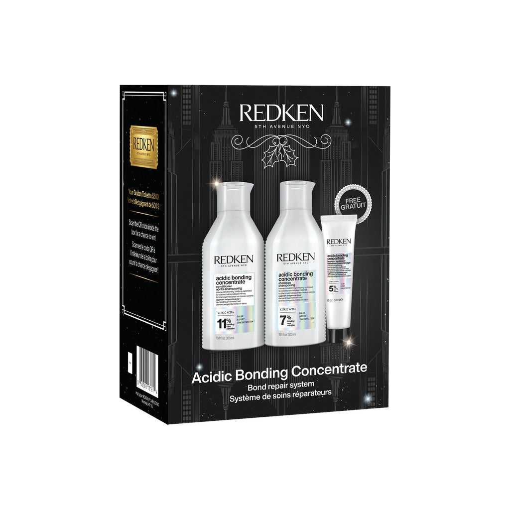 Back of Redken Acidic Bonding Concentrate Holiday Set gift box