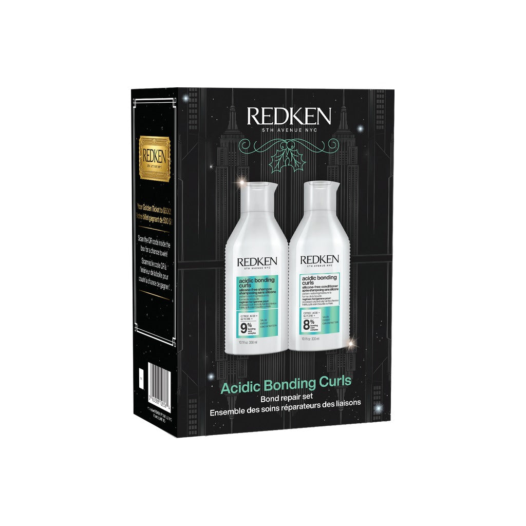 Back of Redken Acidic Bonding Curls Holiday Set gift box