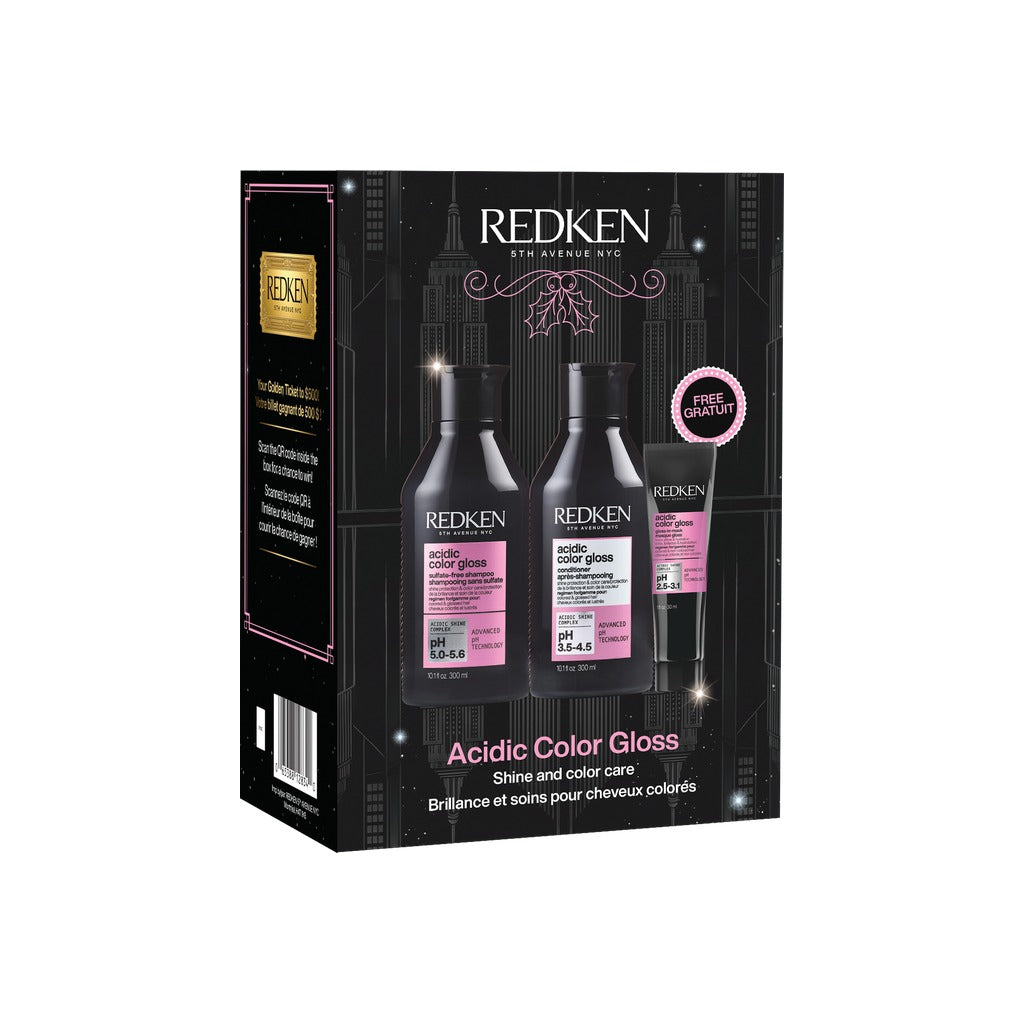 Back of Redken Acidic Color Gloss Holiday Set gift box
