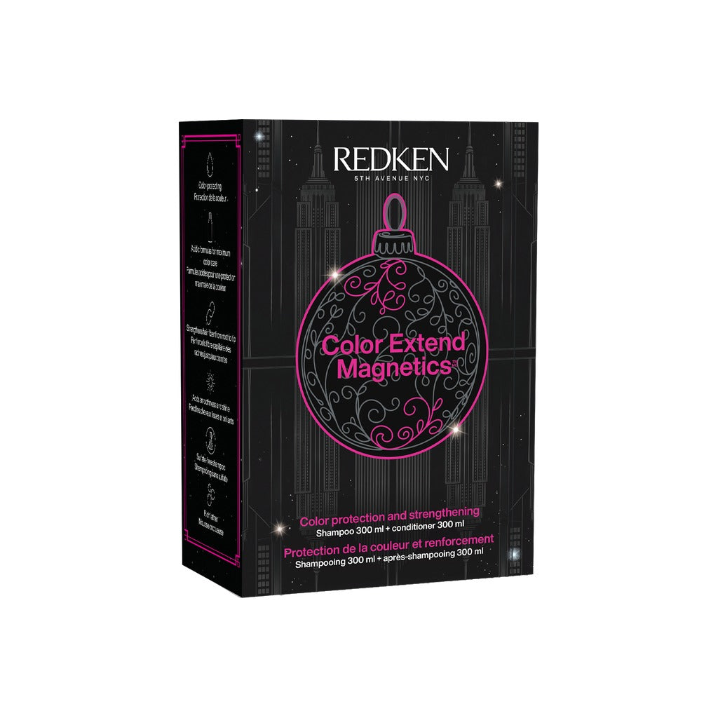 Redken Color Extend Magnetics Holiday Set with shampoo and conditioner in black holiday gift box