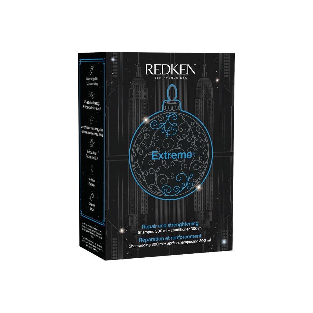 Redken Extreme Holiday Set with shampoo and conditioner in black holiday gift box