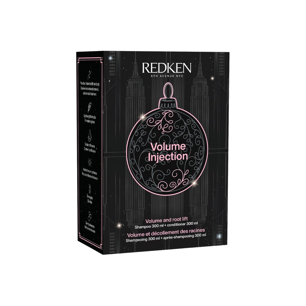 Redken Volume Injection Holiday Set with shampoo and conditioner in black holiday gift box