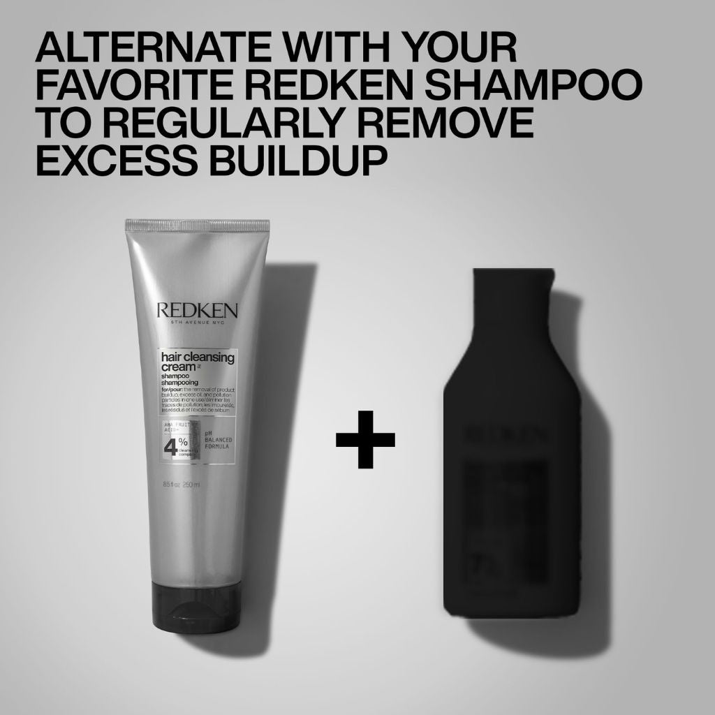 Redken Hair Cleansing Creme Shampoo shown alongside Redken conditioner for weekly hair care routine