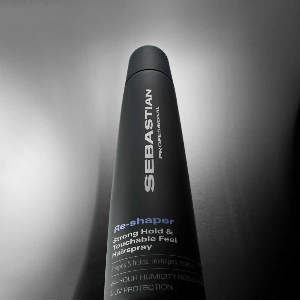 Sebastian Re-Shaper Strong Hold Hairspray Zoomed In of Bottle - Zennkai