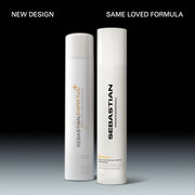 Sebastian Professional Shaper Plus+ hairspray new 2026 packaging compared to original bottle design
